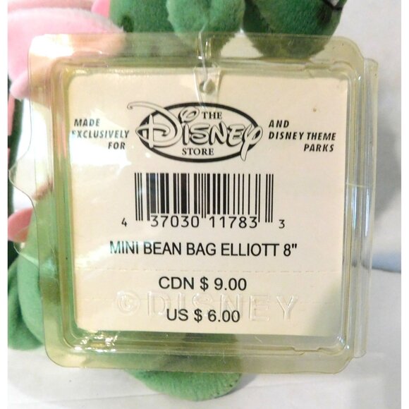 Disney Store Elliott Pete's Dragon Mini Bean Bag Plush 8” Green Pink Wings Tags - Picture 7 of 7